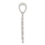 Sterling Silver Square Diamond-cut Letter O Initial Pendant - Image 2