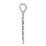 Sterling Silver Square Diamond-cut Letter P Initial Pendant - Image 2