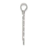 Sterling Silver Square Diamond-cut Letter W Initial Pendant - Image 2