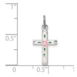 Sterling Silver Platinum-plated Enameled Cross Charm - Image 4