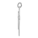 Sterling Silver Platinum-plated Satin & Polished Cross Pendant - Image 2