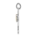 Sterling Silver Platinum-plated & Vermeil Dove Cross Charm - Image 2
