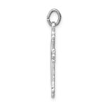 Sterling Silver Platinum-plated Green Enameled Budded Cross Charm - Image 2