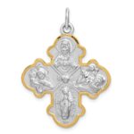 Sterling Silver Platinum-plated 4-way Medal