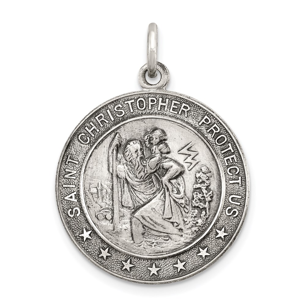 QC3533.jpg Sterling Silver Antique St. Christopher Medal - Image 1