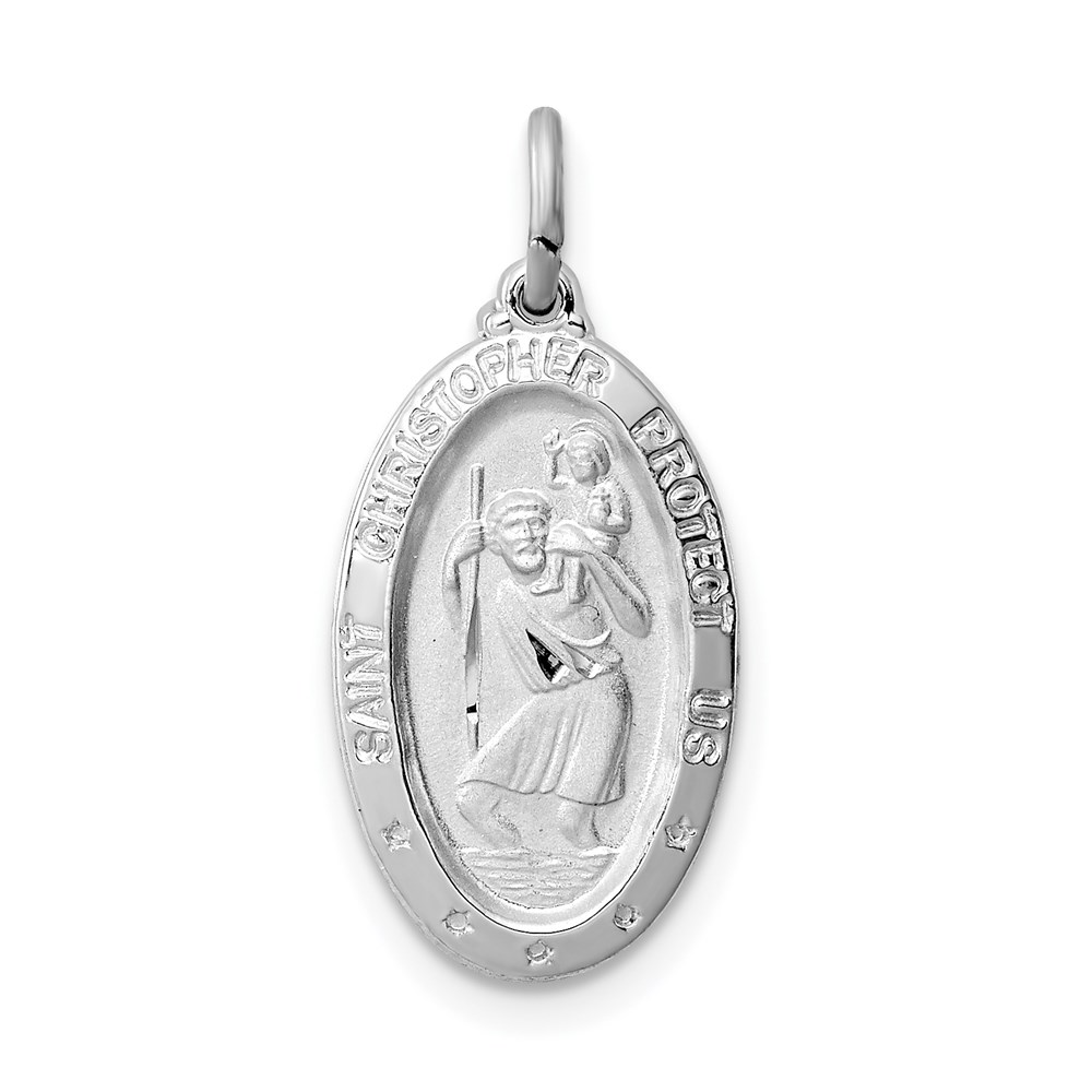 QC3552.jpg Sterling Silver Platinum-plated St. Christopher Medal - Image 1