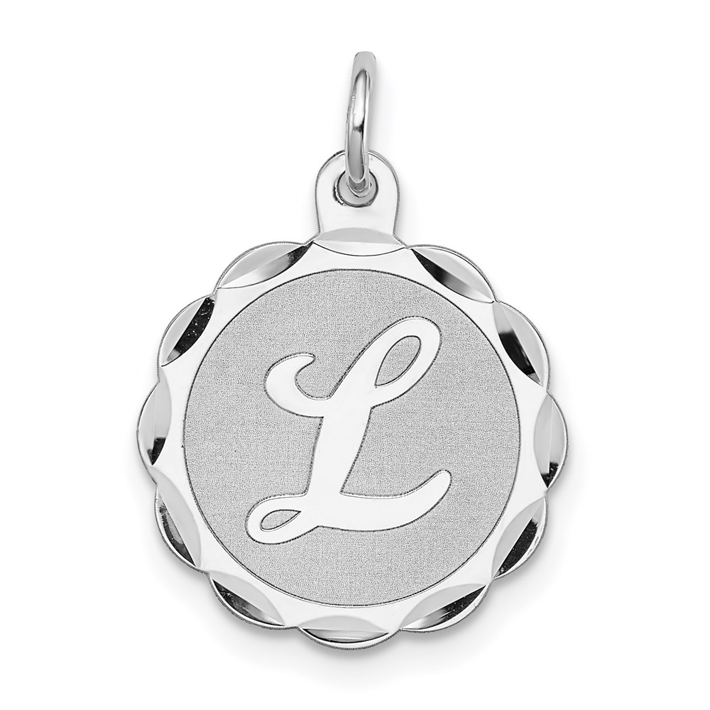 QC4161L.jpg Sterling Silver/Rhodium-plated Brocaded Letter L Initial Pendant - Image 1