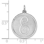 Sterling Silver Rhodium-plated Brocaded Letter E Initial Charm - Image 3