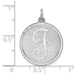 Sterling Silver Rhodium-plated Brocaded Letter F Initial Charm - Image 3