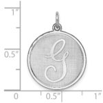 Sterling Silver Rhodium-plated Brocaded Letter G Initial Charm - Image 3