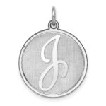 Sterling Silver Rhodium-plated Brocaded Letter J Initial Charm