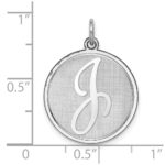 Sterling Silver Rhodium-plated Brocaded Letter J Initial Charm - Image 3