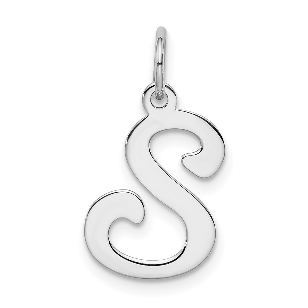 QC4163S.jpg Sterling Silver Rhodium-plated Stamped Letter S Initial Charm - Image 1