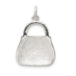 Sterling Silver Rhodium-plated Purple Enameled CZ Purse Charm - Image 4