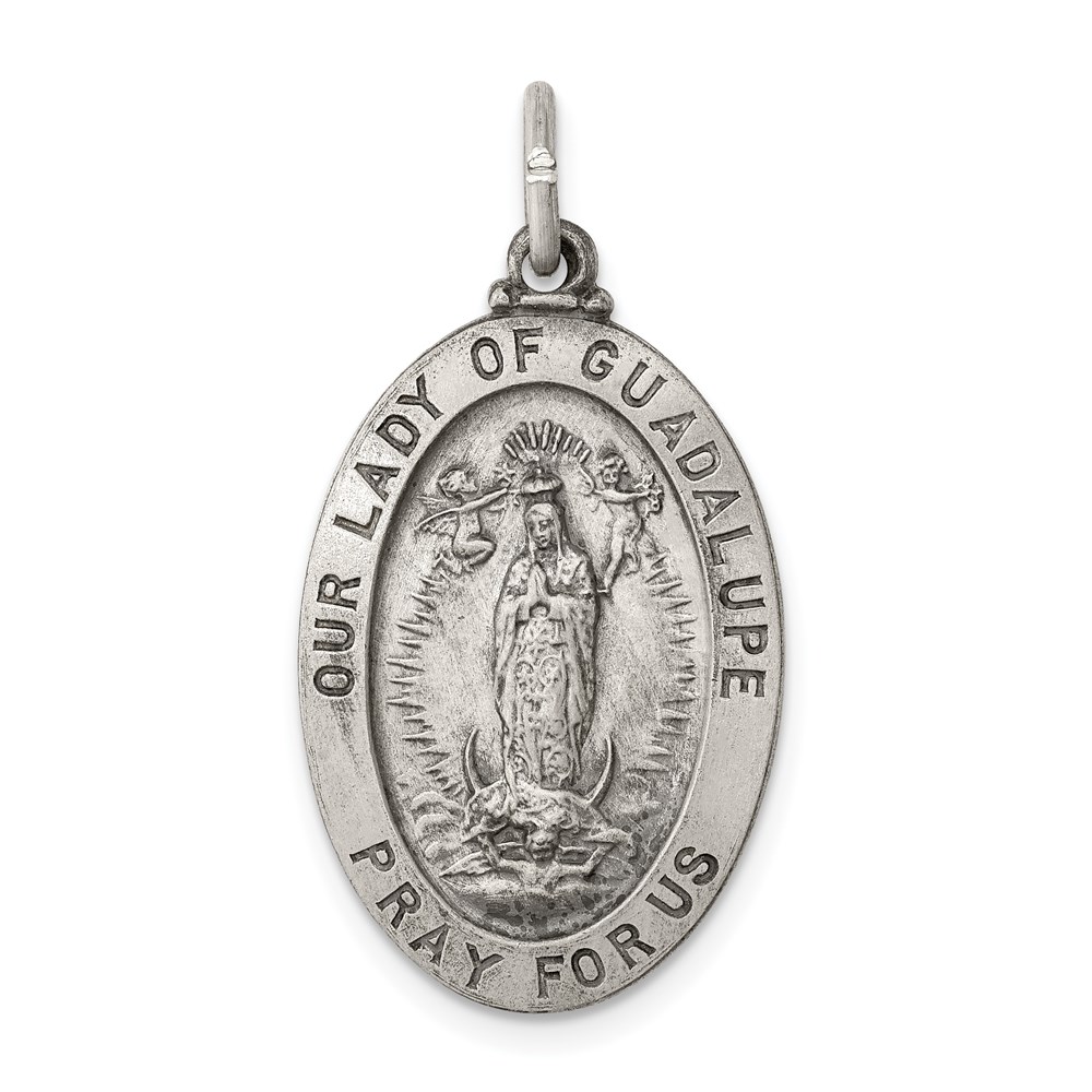 QC455.jpg Sterling Silver Antiqued Our Lady of Guadalupe Medal - Image 1