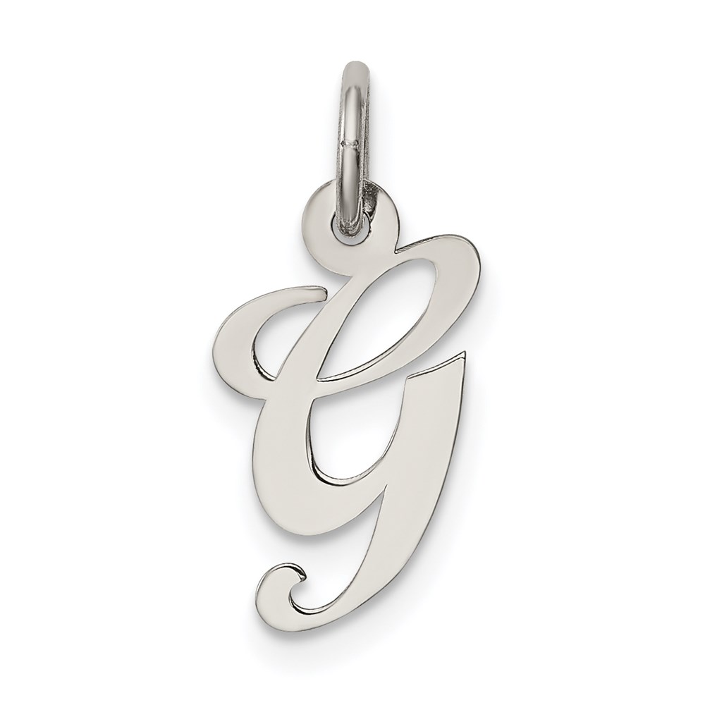 QC5082G.jpg Sterling Silver Rhodium-plated Script Letter G Initial Charm - Image 1