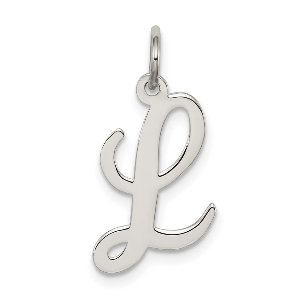 QC5082L.jpg Sterling Silver Rhodium-plated Script Letter L Initial Charm - Image 1