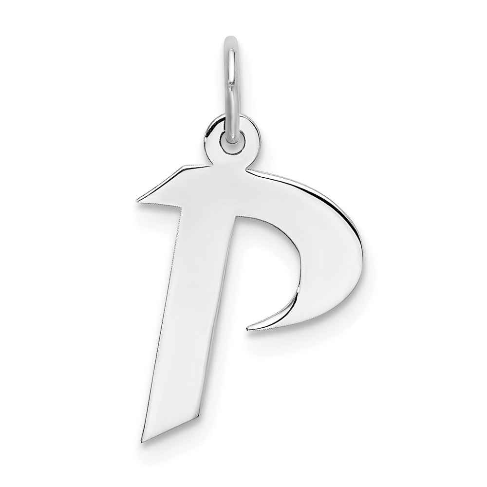 QC5089P.jpg Sterling Silver Rhodium-plated Artisan Block Letter P Initial Charm - Image 1