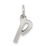 Sterling Silver Rhodium-plated Letter P Initial Charm