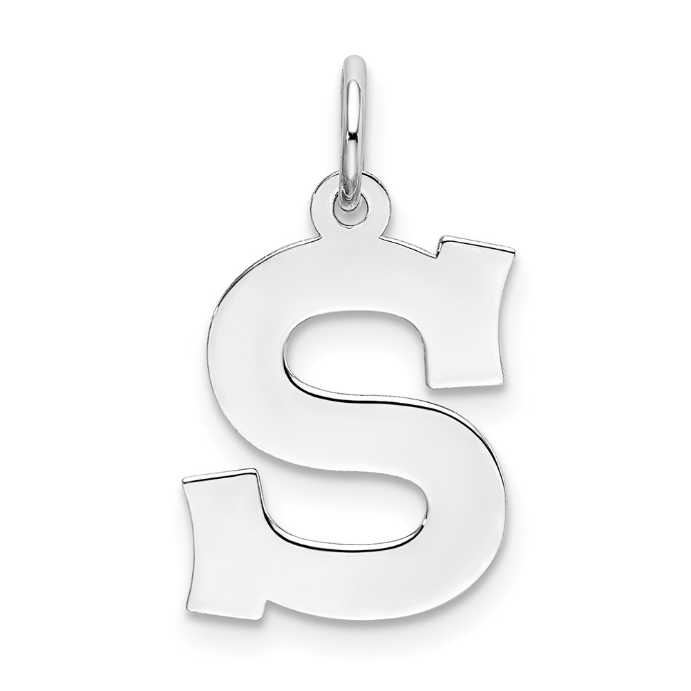 QC5095S.jpg Sterling Silver Rhodium-plated Block Letter S Initial Charm - Image 1
