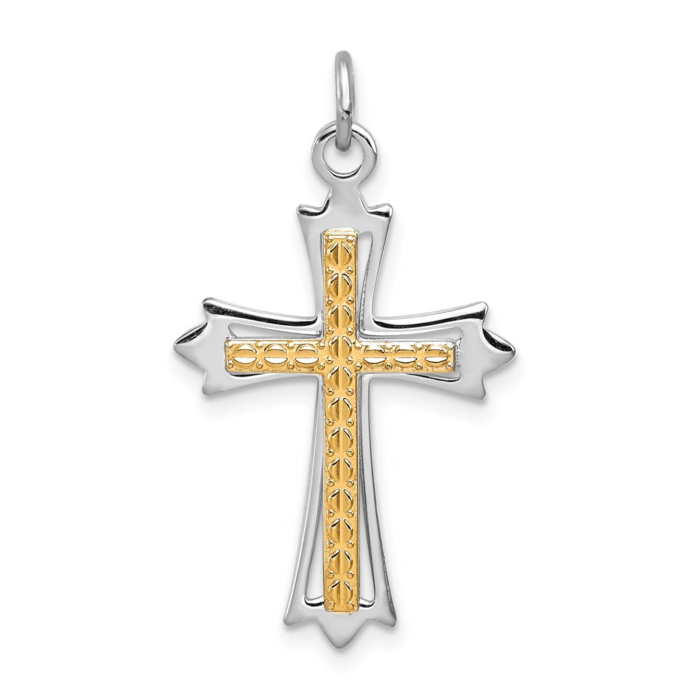 QC5254.jpg Sterling Silver Platinum-plated & Gold-plated Cross Pendant - Image 1