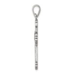 Sterling Silver Antiqued Fleur de lis Cross Pendant - Image 2