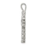 Sterling Silver Rhodium-plated CZ Latin Cross Pendant - Image 2