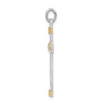 Sterling Silver Platinum-plated & 18k Gold-plated Rope Cross Pendant - Image 2