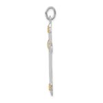 Sterling Silver Platinum-plated & 18k Gold-plated Rope Cross Pendant - Image 2