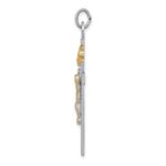 Sterling Silver Platinum-plated & 18k Gold-plated Crucifix Pendant - Image 2