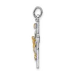 Sterling Silver Platinum-plated & 18k Gold-plated Crucifix Charm - Image 2