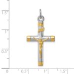 Sterling Silver Platinum-plated & 18k Gold-plated Crucifix Pendant - Image 4