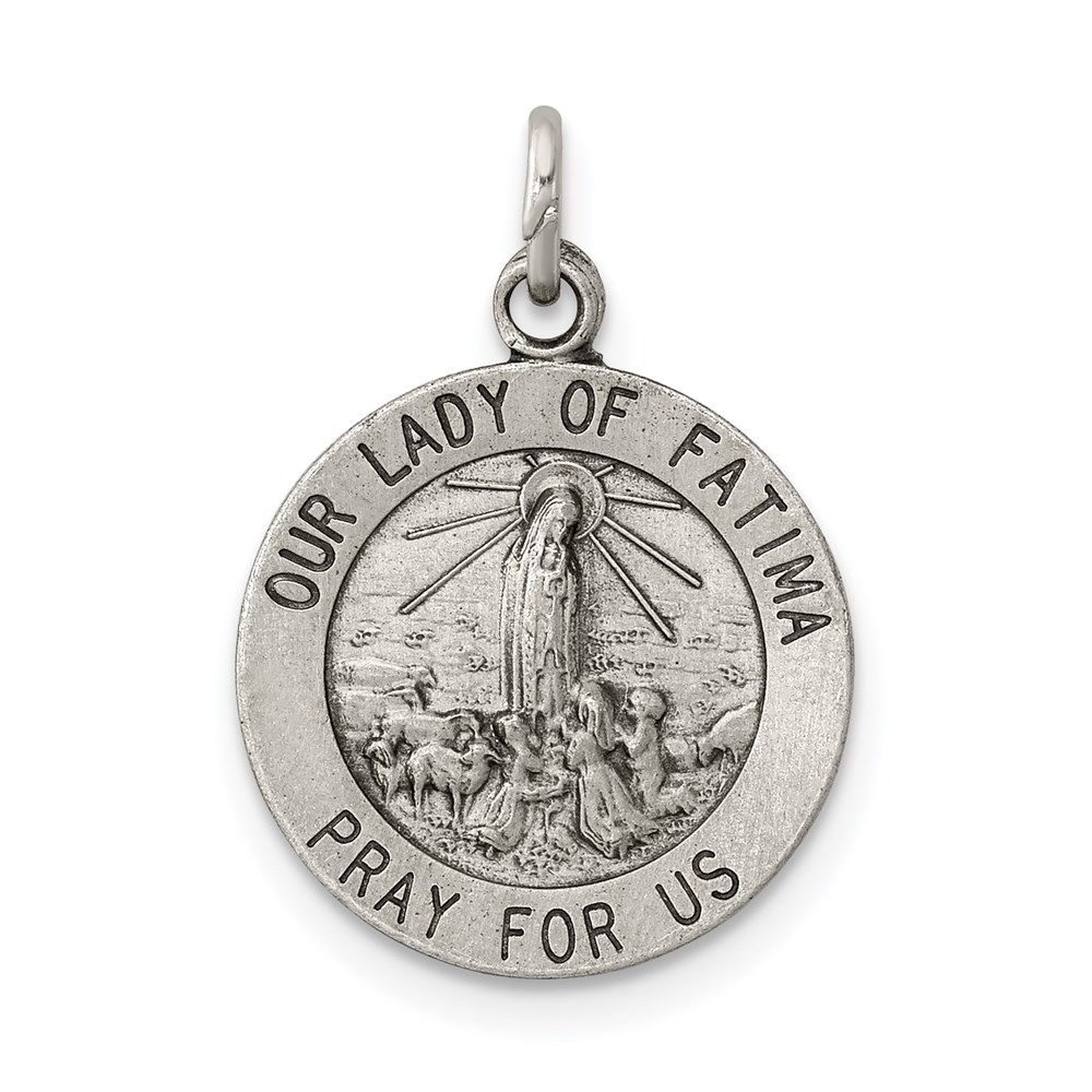 QC5580.jpg Sterling Silver Antiqued Our Lady of Fatima Medal - Image 1