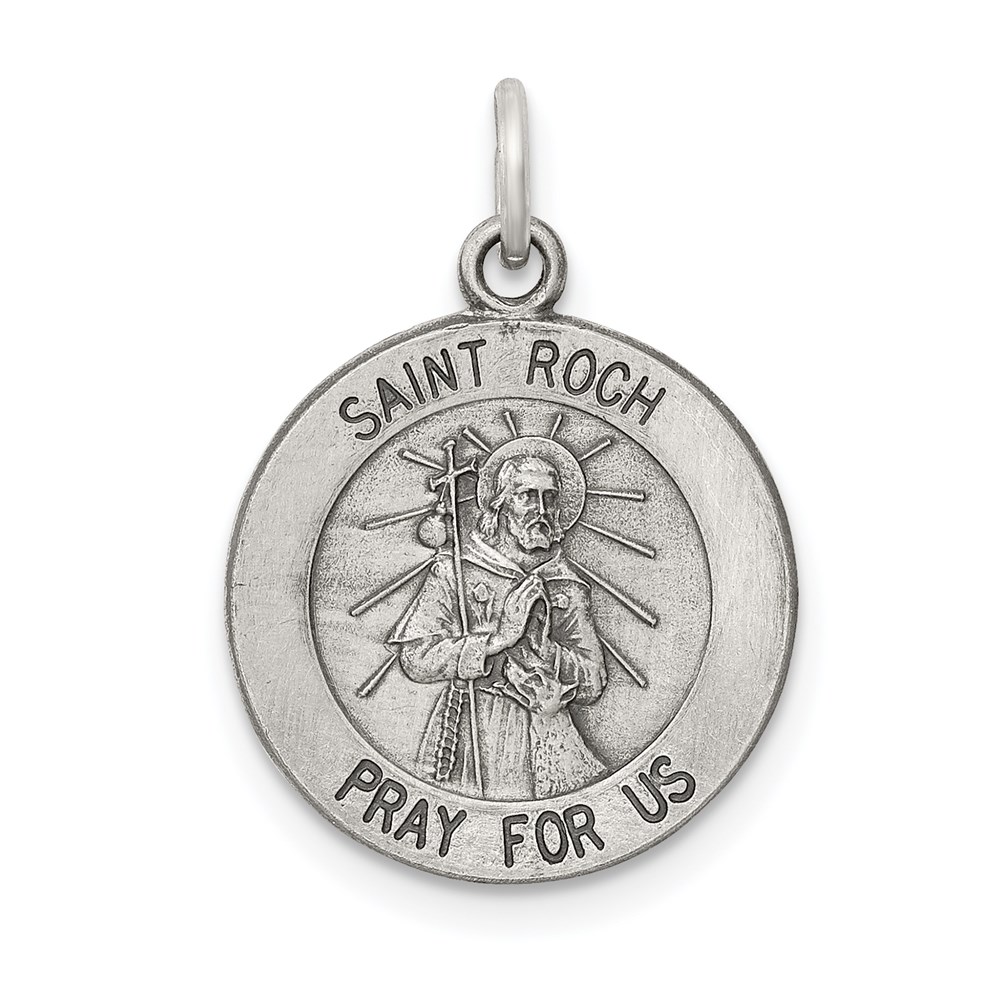 QC5755.jpg Sterling Silver Antiqued Saint Roch Medal - Image 1