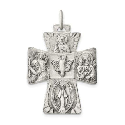 Sterling Silver Antiqued Reversible 4-way Medal