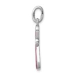 Sterling Silver Rhodium-platedPink Mother of Pearl Cross Pendant - Image 2