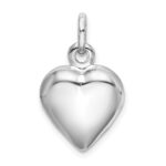 Sterling Silver Rhodium-plated Puffed Heart Charm