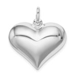 Sterling Silver Rhodium-plated Puffed Heart Pendant - Image 3