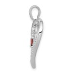 Sterling Silver Rhodium-Plated Red CZ Heart & White CZ Mom Heart Pendant - Image 2