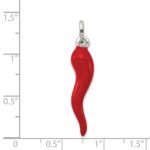 Sterling Silver Red Enamel Italian Horn Pendant - Image 3