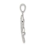 Sterling Silver Rhodium-plated Polished Heart and CZ Double Heart Interconnected Pendant - Image 2