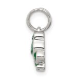 Sterling Silver Rhodium-plated Green Enameled Frog Charm - Image 2