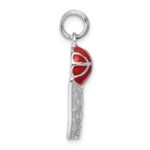 Sterling Silver Rhodium-platedEnamel Basketball & Hoop Charm - Image 2