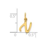 Sterling Silver Gold-tone Polished Letter N Initial Charm - Image 4
