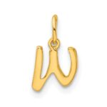 Sterling Silver Gold-tone Polished Letter W Initial Charm