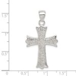 Sterling Silver Rhodium-plated Polished Filigree Cross Pendant - Image 3