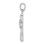 Sterling Silver Rhodium-plated White CZ Heart Cross Pendant - Image 2