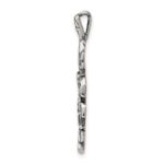Sterling Silver Antiqued Flowered Cross Pendant - Image 2