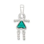 Sterling Silver Rhodium-plated CZ & May Glass Girl Pendant - Image 4