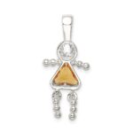 Sterling Silver Rhodium-plated CZ & November Glass Girl Pendant - Image 4